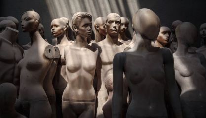 Maniquíes antes de ser restaurados.