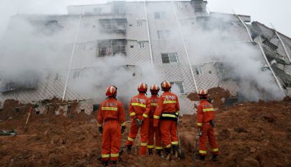 Un edificio derrumbado por el corrimiento de tierras en Shenzhen.