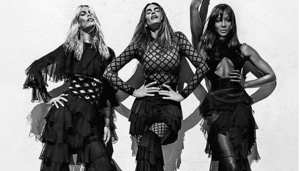 Claudia Schiffer, Cindy Crawford y Naomi Campbell para la campaña de Balmain.