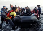 Llegada de refugiados a la costa de Skala en la isla de Lesbos.