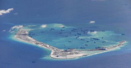 Una de las islas artificales creadas por China recientemente.