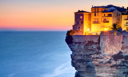 A cliff on the coast of Bonifacio, at the southern end of Corsica.
