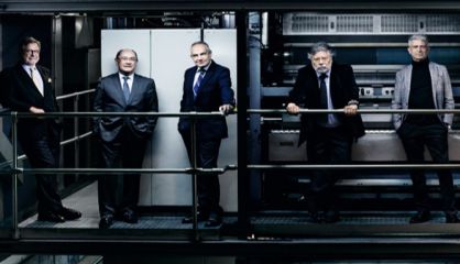 De izquierda a derecha, Cebrián, Ceberio, Caño, Estefanía y Moreno.