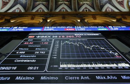 Panel informativo de la Bolsa española