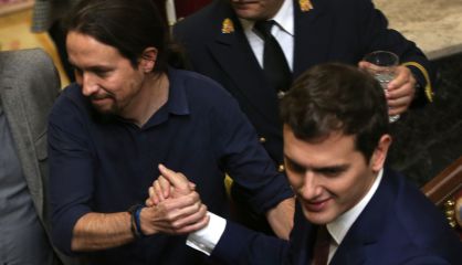 Iglesias y Rivera, en el Pleno de constitución de las Cortes.