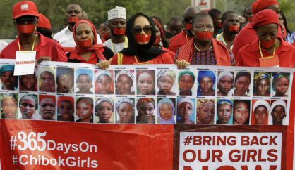 Manifestación en Nigeria durante el primer aniversario del secuestro de las niñas de Chibok.
