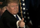 Donald Trump celebra los resultados en New Hampshire.
