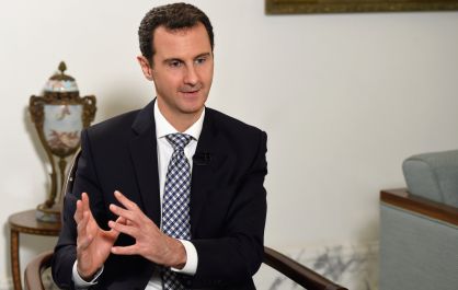 El presidente El Asad durante la entrevista.