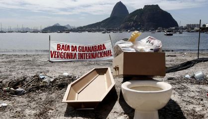 A protest against the pollution in Guanabara Bay.