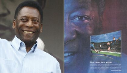 El exjugador de fútbol Pelé y el anuncio con el hombre que se le parece.