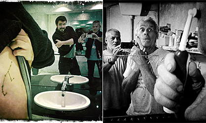 El político, Alberto Garzón (i) y el músico, Chris Stewart (d).