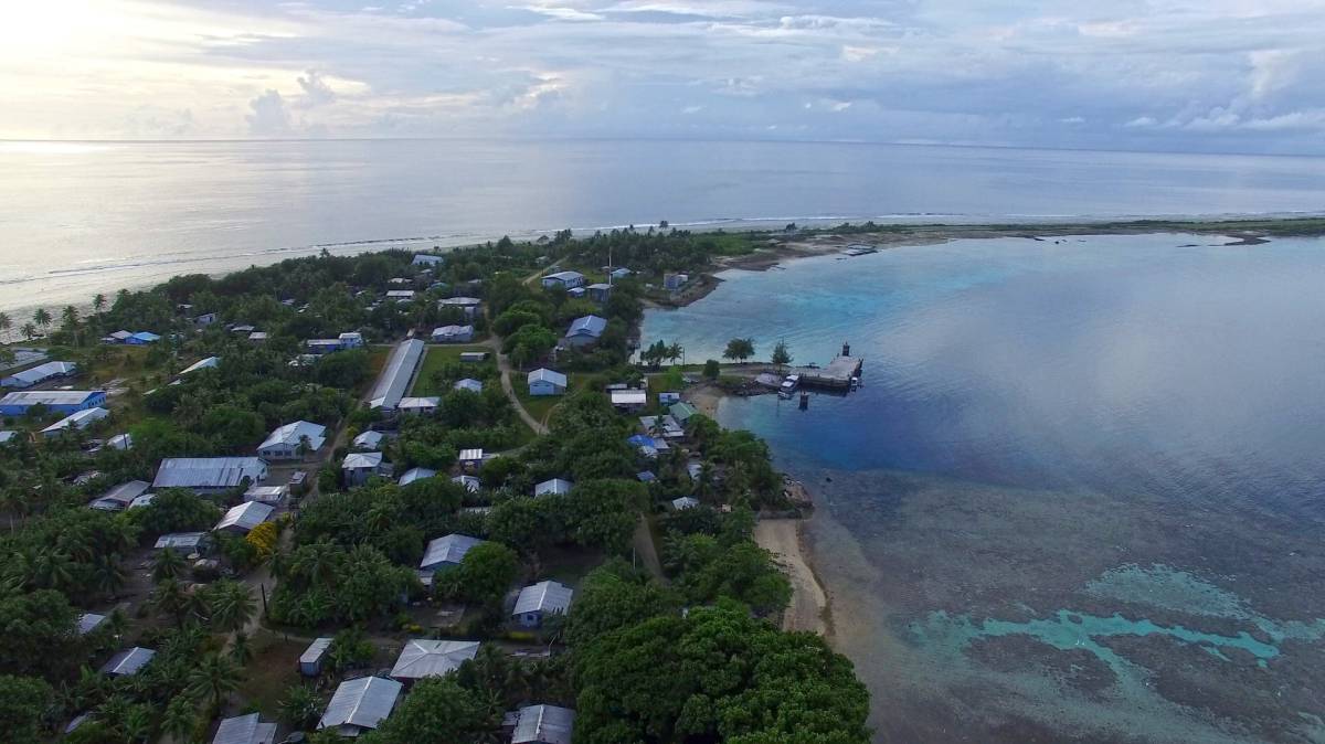 Vista aérea del atolón Jaluit, en las Islas Marshall, una de las decenas de islas que sufrirán el cambio climático.