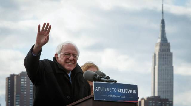 El demócrata Bernie Sanders en un acto de campaña.