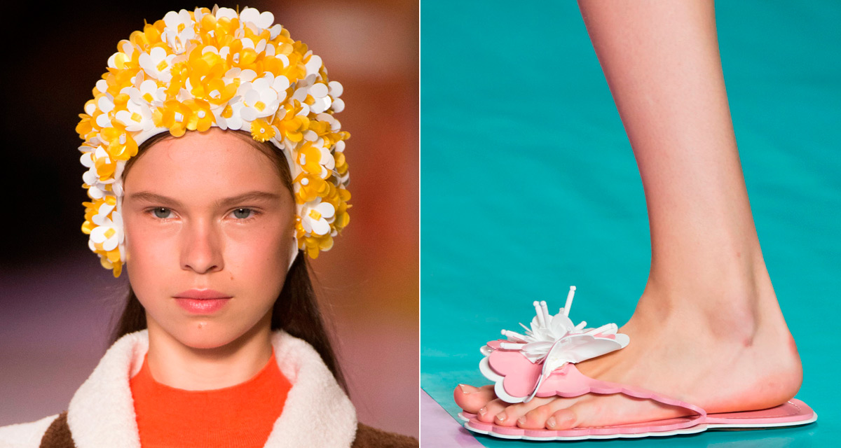 Los gorros y chanclas de flores de las bañistas de Miu Miu