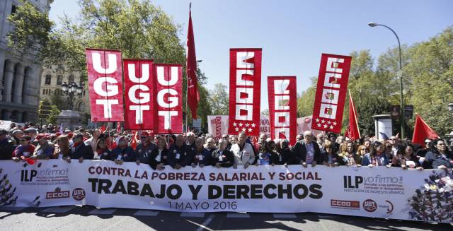 Cabecera de la manifestación en Madrid.