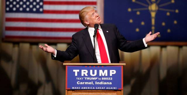 Trump at a campaign event in Indiana.