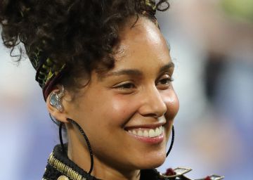 Alicia Keys durante su concierto en la final de la Champions. 
