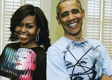 Fotograf&iacute;a publicada por Madonna en su cuenta agradeciendo a los Obama que luzcan su camiseta. 