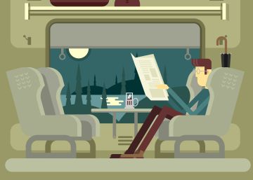 Ilustraci&oacute;n del interior de un vag&oacute;n de tren. 