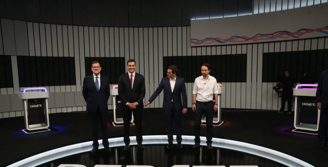 Rajoy, Sánchez, Rivera and Iglesias on Monday night.