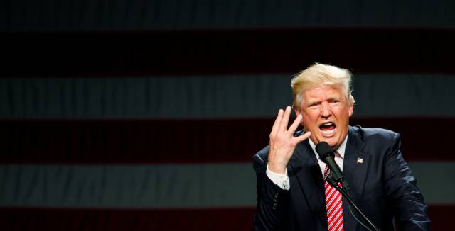Donald Trump addresses followers in North Carolina.
