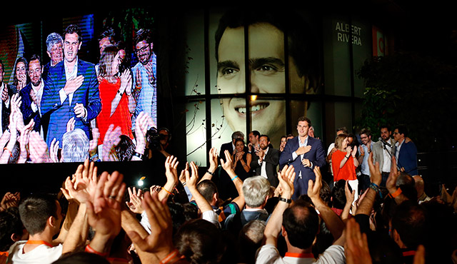 El líder de Ciudadanos, Albert Rivera, en la noche electoral.