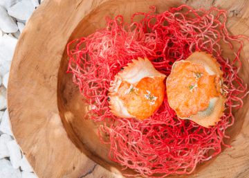 Txangurro de buey de mar con aire de zanahoria picante, uno de los platos de los men&uacute;s Colours.