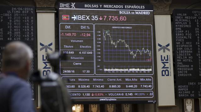 Pantalla de la Bolsa de Madrid.