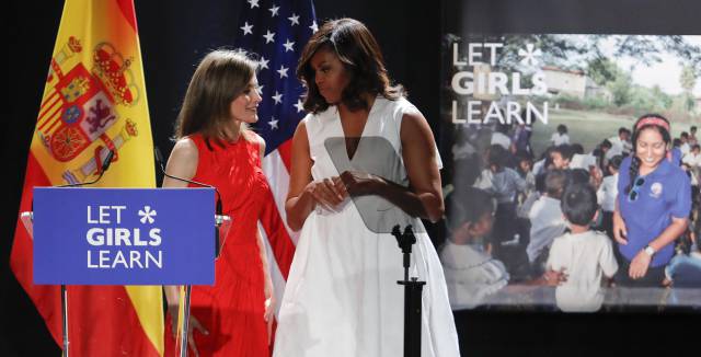 Michelle Obama and Queen Letizia in Madrid.