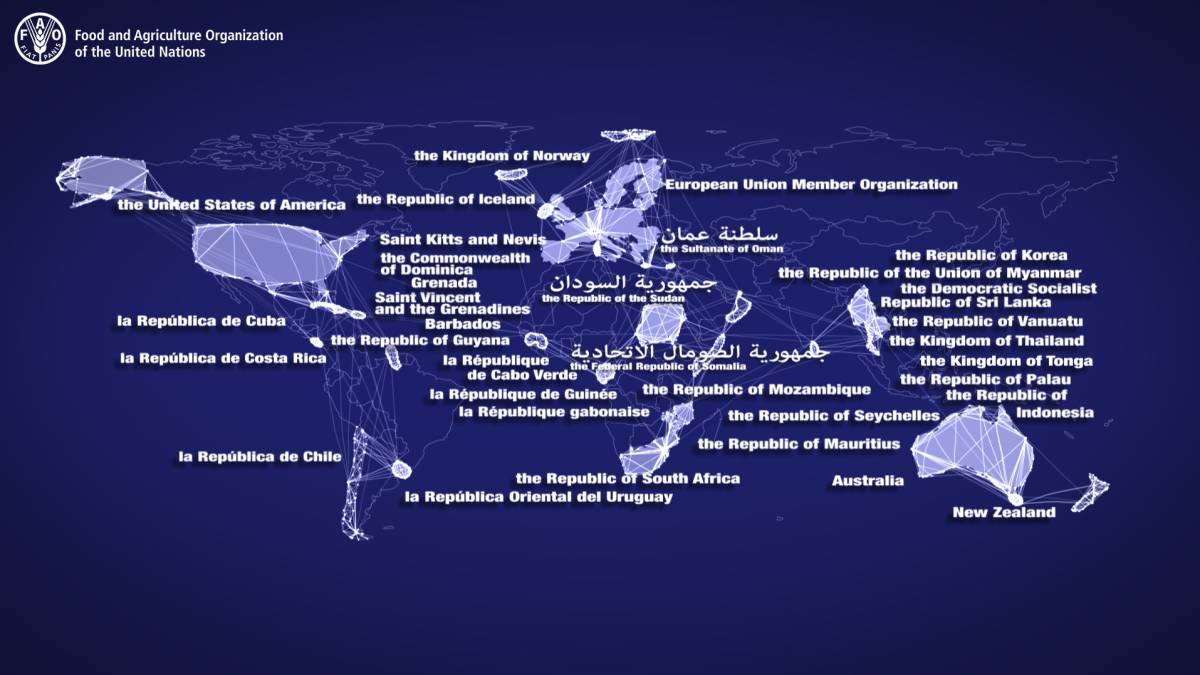 Mapa del mundo con los países firmantes del acuerdo.