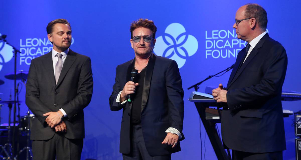 Leonardo DiCaprio, Bono y Alberto de M&oacute;naco.