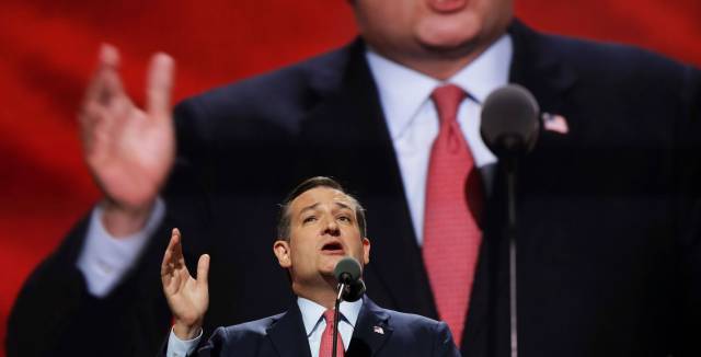 Ted Cruz addresses delegates.