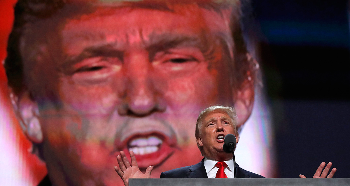 Donald Trump, durante su discurso, en Cleveland.