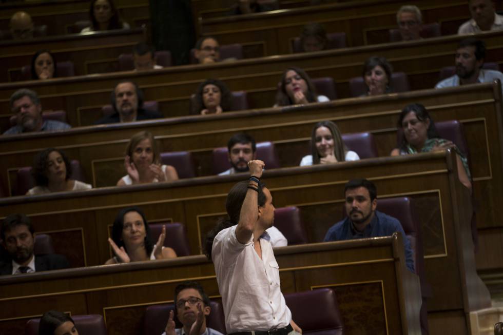Pablo Iglesias en la sesión parlamentaria del pasado 19 de julio.