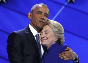 Democratic presidential nominee Hillary Clinton hugs U.S. President Barack Obama as she arrives onstage at the end of his speech on the third night of the 2016 Democratic National Convention in Philadelphia, Pennsylvania, U.S., July 27, 2016. REUTERSJim Young TPX IMAGES OF THE DAY