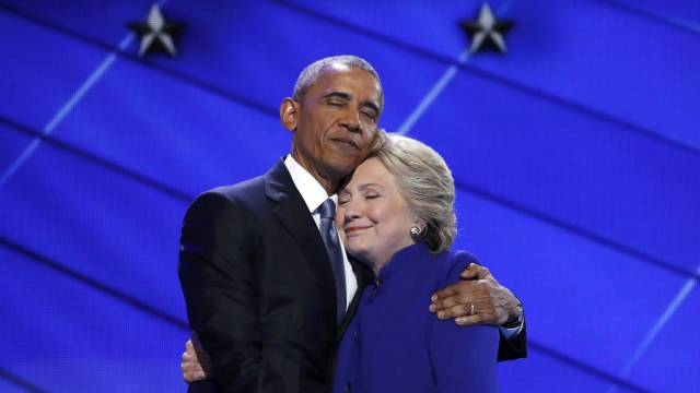 Clinton y Obama durante la Convención Demócrata.