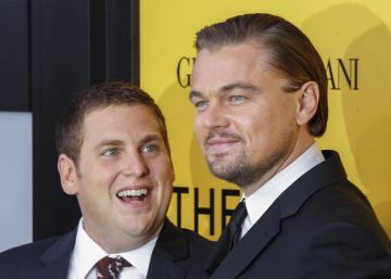 Jonah Hill y, a la derecha, Leonardo DiCaprio en el estreno de 'El lobo de Wall Street' en Nueva York.