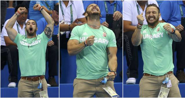 ¿Quién es el musculoso tatuado que jalea a Hosszu mientras nada?