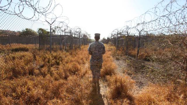 Zona del penal en la que se obligaba a los presos a arrodillarse esposados.