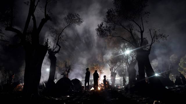 Refugiados en el campo de Moria, en la isla griega de Lesbos, el 9 de noviembre de 2015.