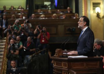 Mariano Rajoy hablando en el Congreso de los Diputados.