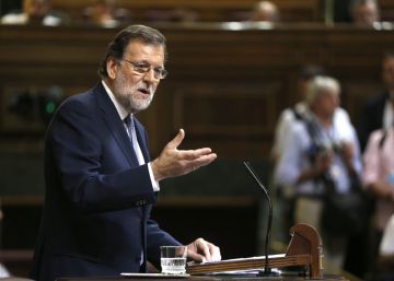 GRA056. MADRID, 31082016.- El candidato del PP, Mariano Rajoy, durante una de sus intervenciones en la segunda sesi&oacute;n del debate de su investidura en el Congreso de los Diputados. EFEChema Moya