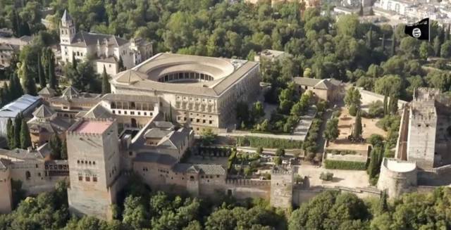 The Alhambra, with the ISIS flag in top right corner.