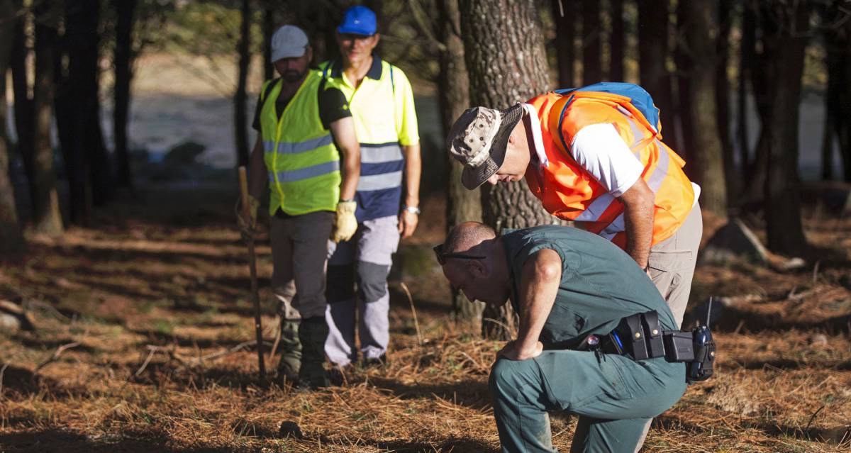 Police and volunteers search for Diana Quer in Galicia.