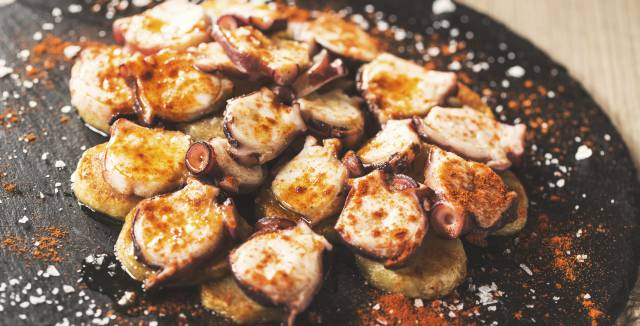 A plate of Galician-style octopus.