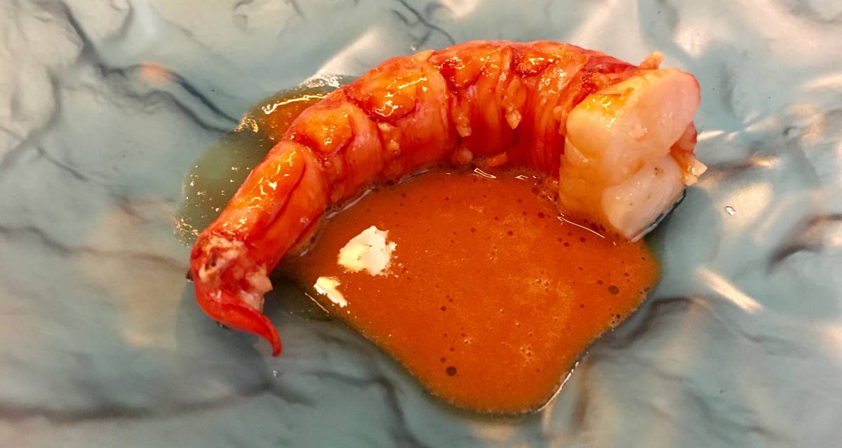 Carabinero, receta de Joao Rodrigues, chef del restaurante Feitoria.