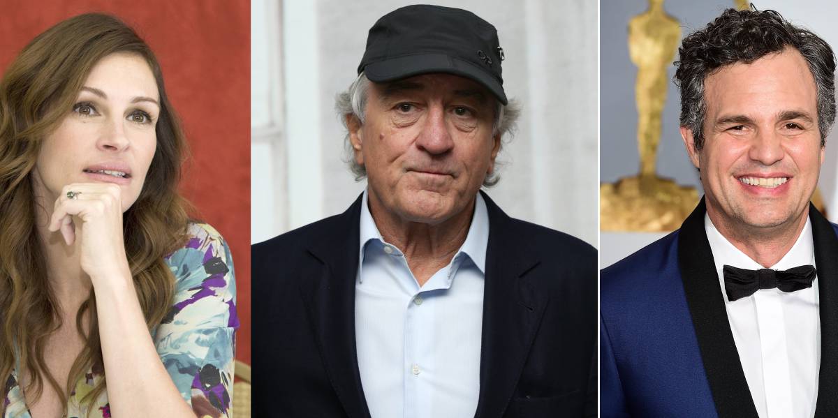 De izquierda a derecha: los actores Julia Roberts, Robert De Niro y Mark Ruffalo.