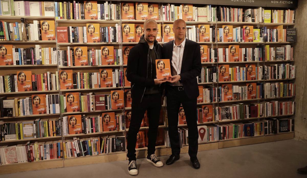 Pep Guardiola and Jordi Cruyff at Thursday's launch.