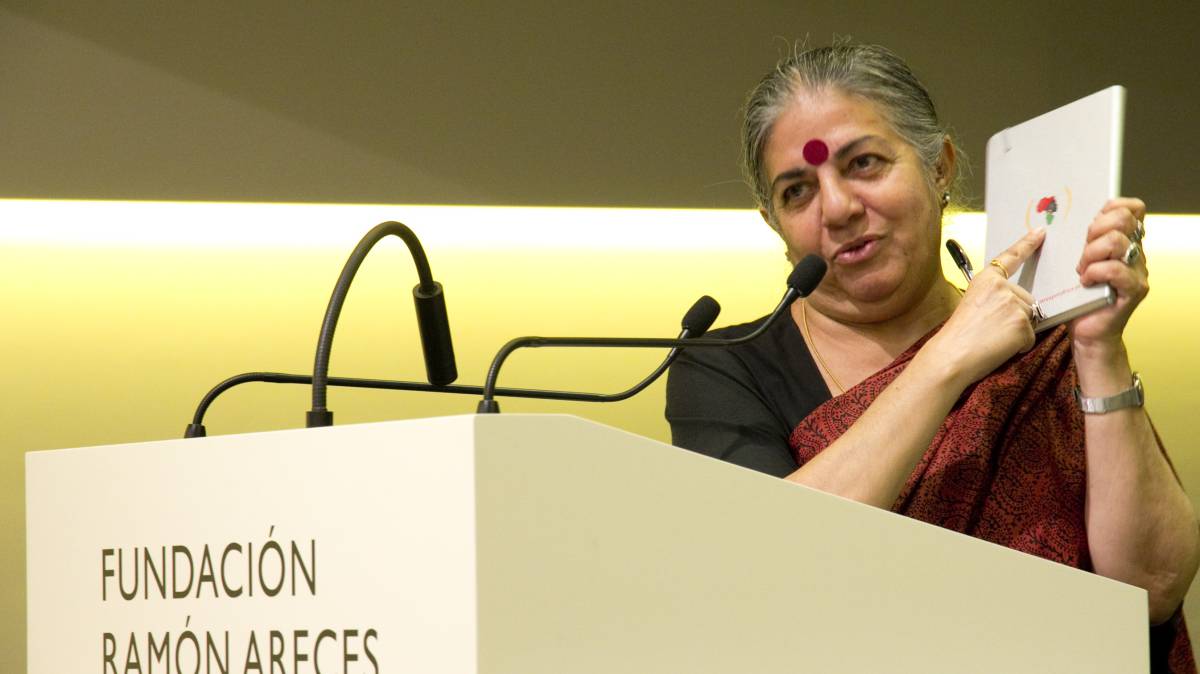 Vadana Shiva, durante su comparecencia en el Encuentro Internacional de Políticas de Desarrollo Views.