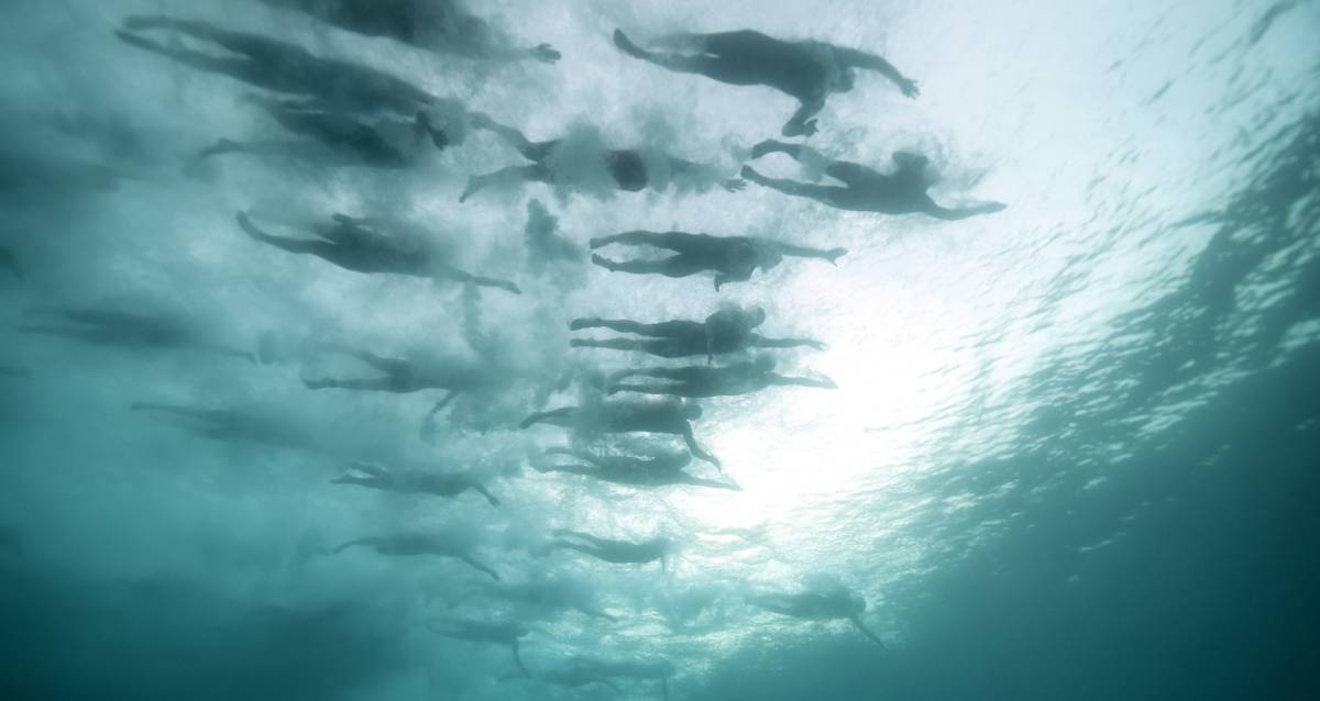 Competitors start the swimming portion of the Ironman World Championship Triathlon, Saturday, Oct. 8, 2016, in Kailua-Kona, Hawaii. (AP PhotoMark J. Terrill)
